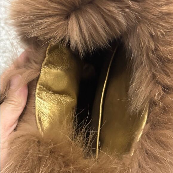 Gorgeous Real Fox Fur Trimmed Handmade Genuine Leather Tote Bag/ Crossbody - Picture 16 of 16